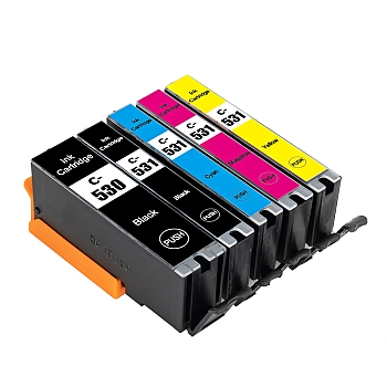 Obrazek Canon 531 530+531-MULTIPACK kompatibilní inkoustová kazeta, barva náplně azurová/purpurová/žlutá/černá