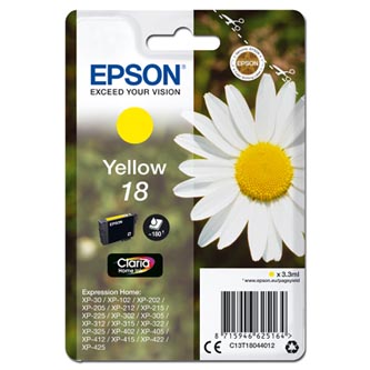 Obrazek Epson 18 C13T18044012 originální inkoustová kazeta, barva náplně žlutá