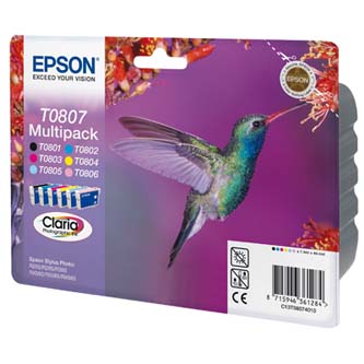 Obrazek Epson T0807 C13T08074011 originální inkoustová kazeta, barva náplně azurová, purpurová, žlutá, černá, photo černá