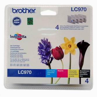 Obrazek Brother LC970VALBP originální inkoustová kazeta, barva náplně azurová/purpurová/žlutá/černá, výtěžnost cartridge 300 stran
