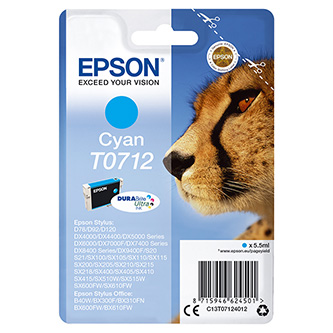 Obrazek Epson T0712 C13T07124022 originální inkoustová kazeta blistr, barva náplně azurová