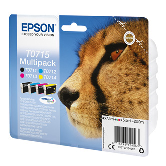 Obrazek Epson T0715 C13T07154022 originální inkoustová kazeta blistr, barva náplně azurová, purpurová, žlutá, černá,