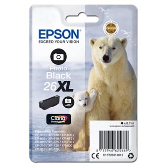 Obrazek Epson 26XL C13T26314012 originální inkoustová cartridge barva černá foto