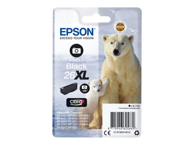 Obrazek Epson 26XL C13T26314022 originální inkoustová kazeta, barva náplně černá foto