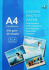Obrazek FOTO PAPÍR A4 - 230g/20 listů-univerzální LESKLÝ voděodolný