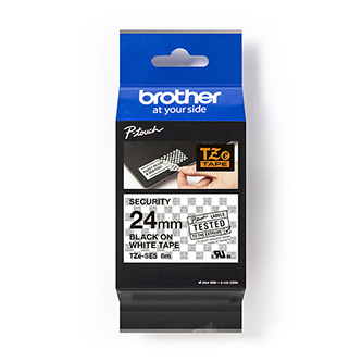 Obrazek Brother originální páska do tiskárny štítků, Brother, TZE-SE5, černý tisk/bílý podklad, laminovaná, 8m, 24mm, plombovací