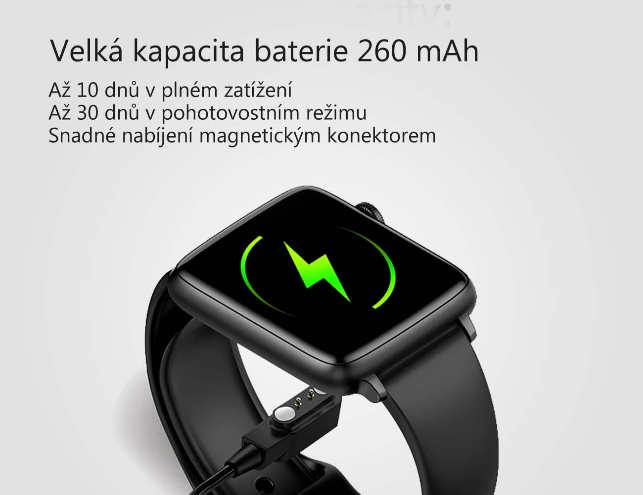 Chytré hodinky v češtině PW-101, Bluetooth 5.0, smart watch s velkým display, krokoměrem, oxymetrem, měřením tepu, tlaku, stříbrné s šedým páskem