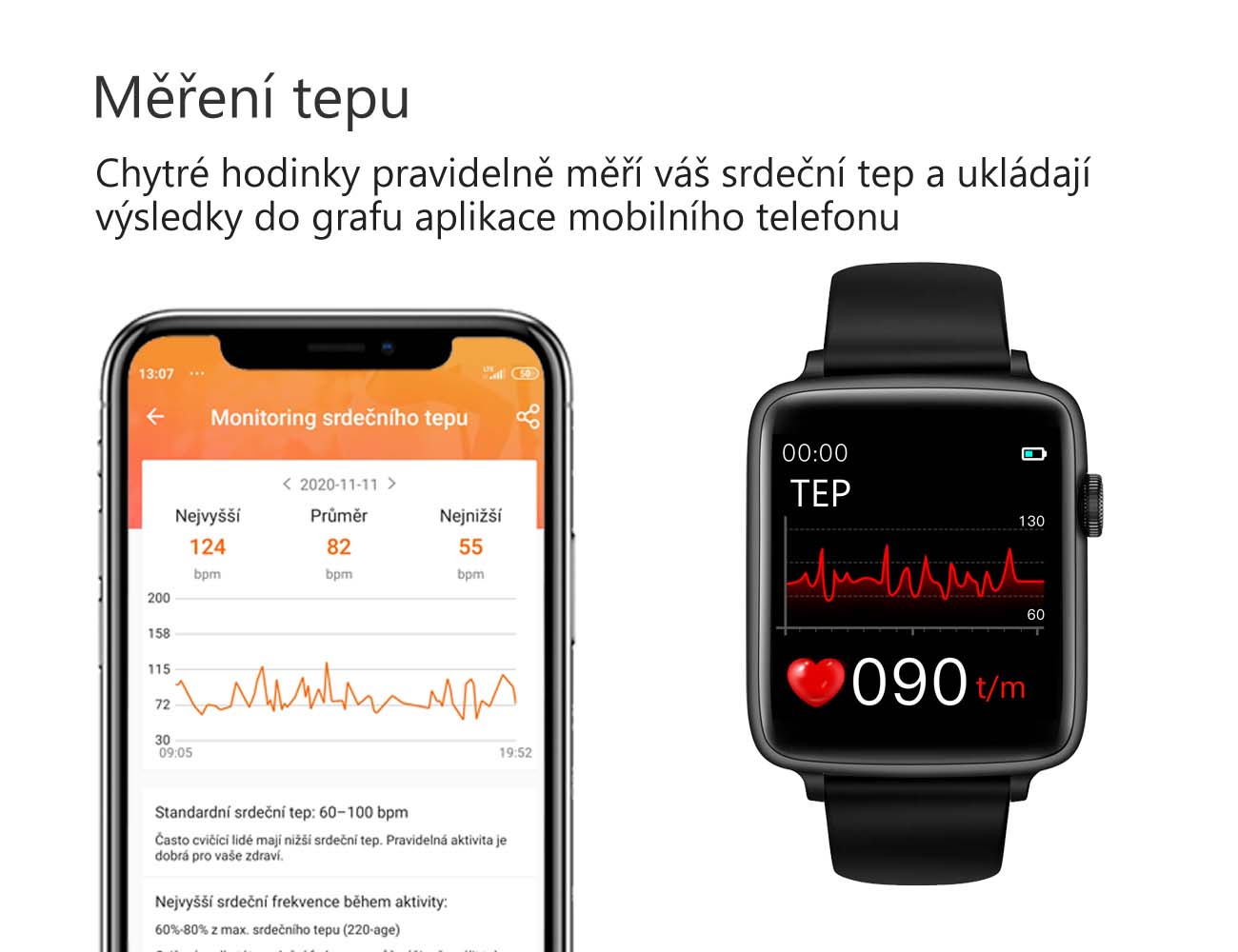 Chytré hodinky v češtině PW-101, Bluetooth 5.0, smart watch s velkým display, krokoměrem, oxymetrem, měřením tepu, tlaku, stříbrné s šedým páskem
