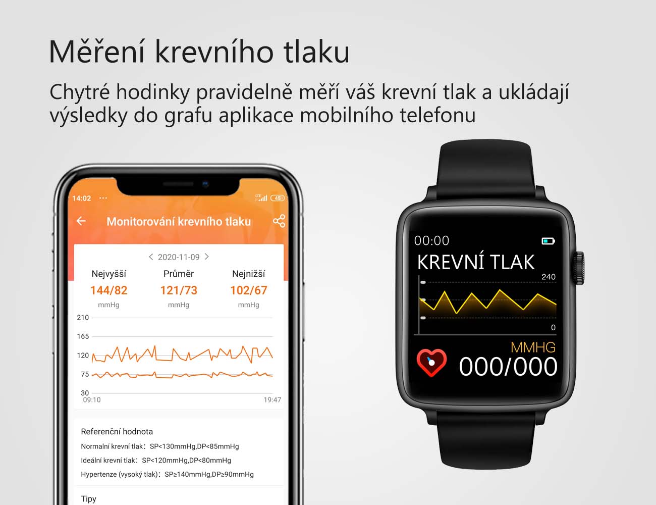 Chytré hodinky v češtině PW-101, Bluetooth 5.0, smart watch s velkým display, krokoměrem, oxymetrem, měřením tepu, tlaku, stříbrné s šedým páskem
