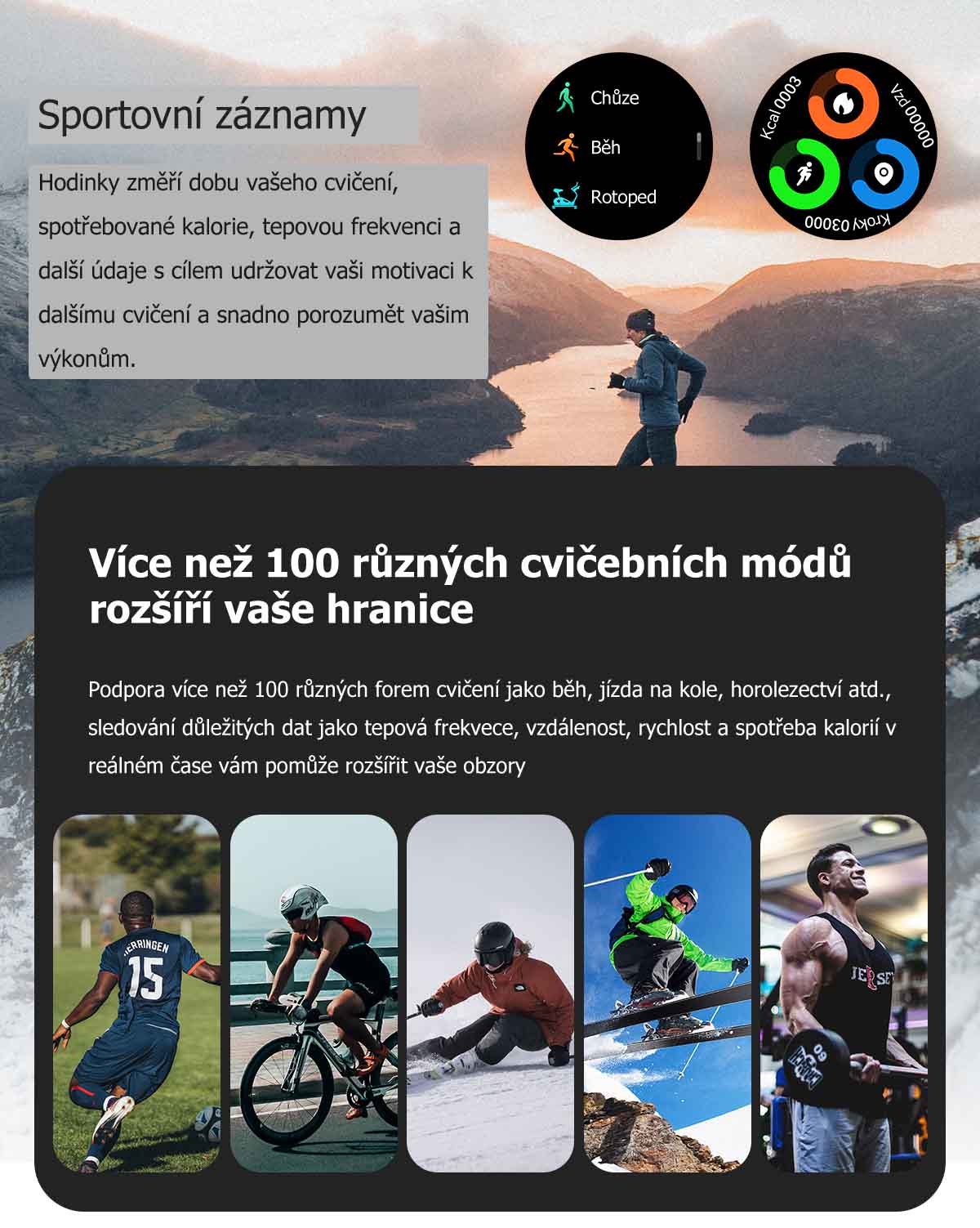 Chytré hodinky v češtině, PW-109, sportovní smart watch s krokoměrem, oxymetrem, měřením tepu, tlaku, černé s černým páskem