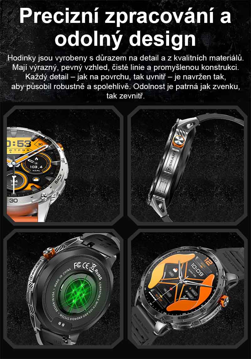 Chytré hodinky s telefonováním Printwell PW-169, LED svítilna, AMOLED , LET měření tepu, tlaku, SpO2, krokoměr, české menu, BT 5.0, černé