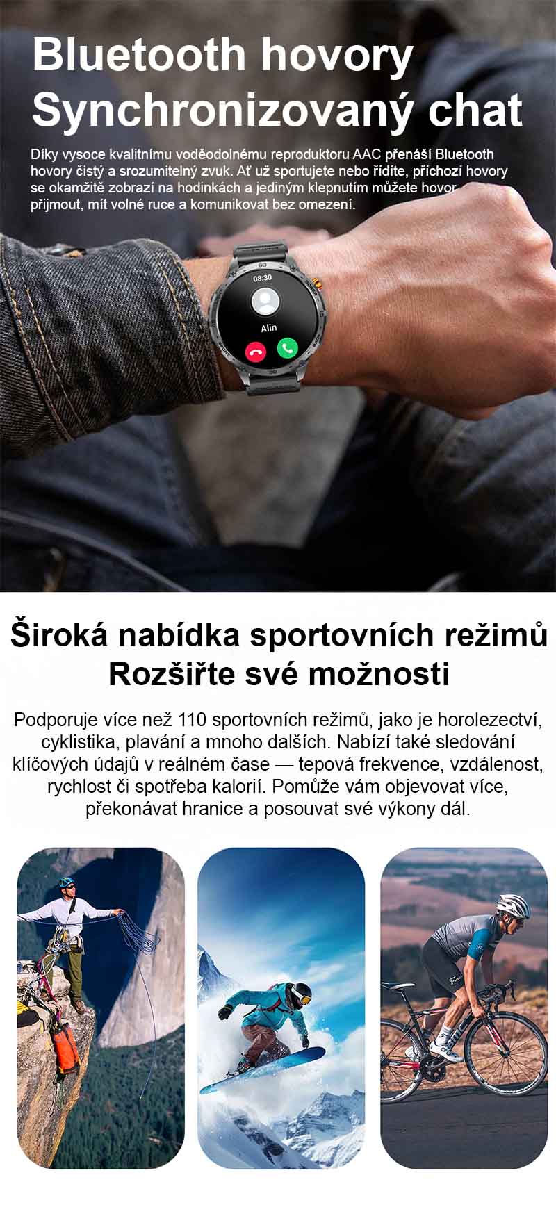 Chytré hodinky s telefonováním Printwell PW-169, LED svítilna, AMOLED , LET měření tepu, tlaku, SpO2, krokoměr, české menu, BT 5.0, černé